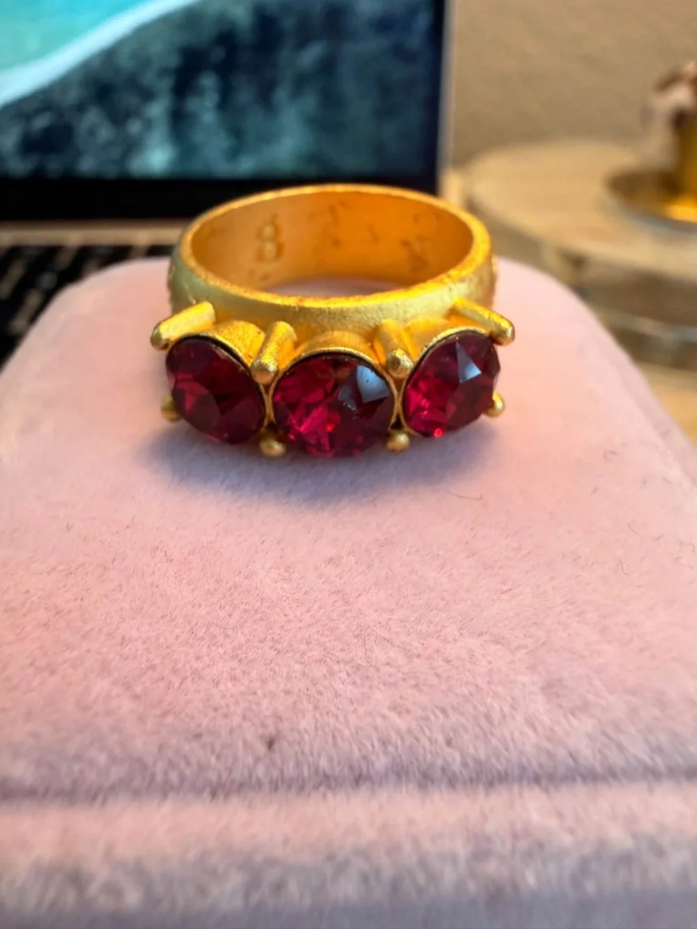 French Kande Triple Swarovski Crystal Ring